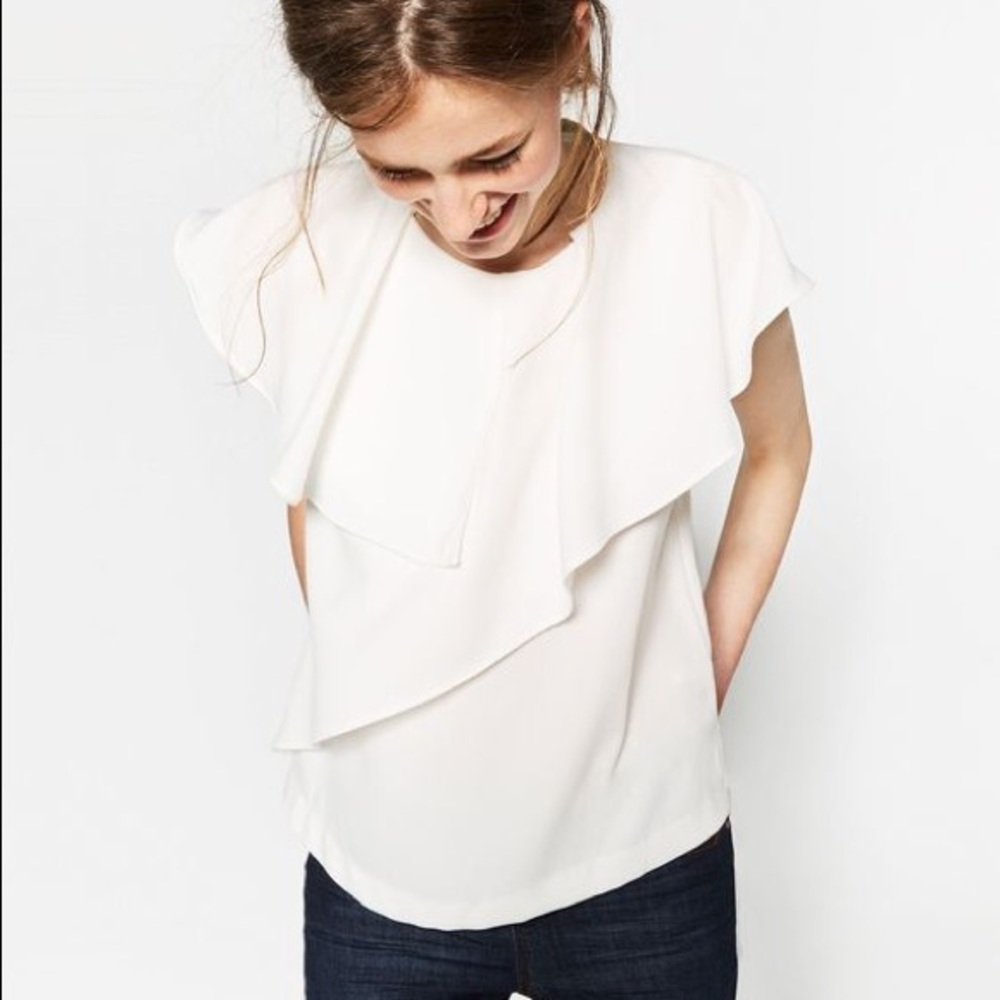 NWT Zara White Flare Top